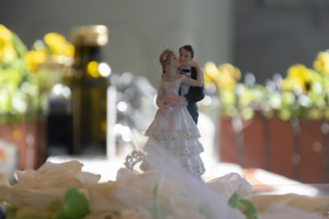 Fotografo Firenze - Soprammobile di due Sposi sopra la torta di un matrimonio 